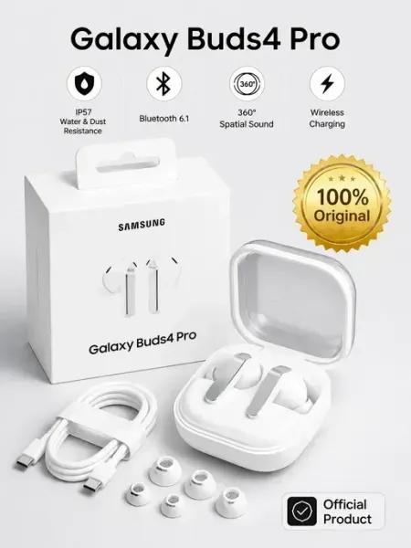 Наушники беспроводные Buds 4 Pro для музыки белые Samsung