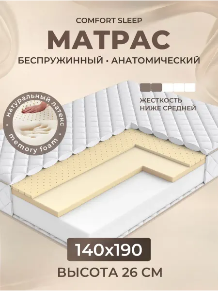 Матрас ортопедический Comfort Sleep 140х190 см беспружинный VENTO RAT