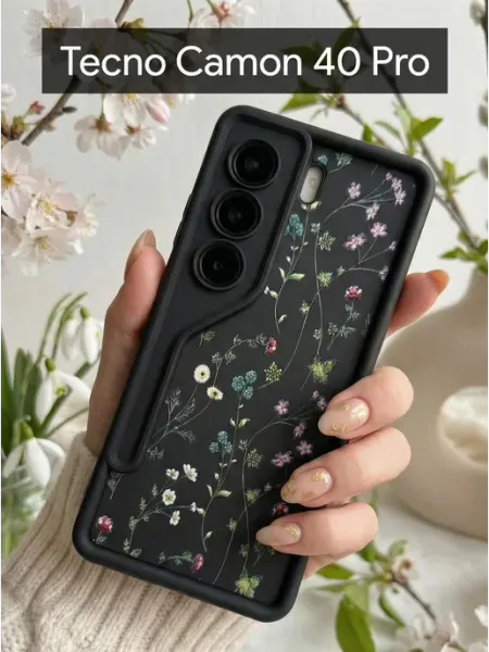 Чехол на Tecno Camon 40 Pro Полевые цветы 1a Red Cat