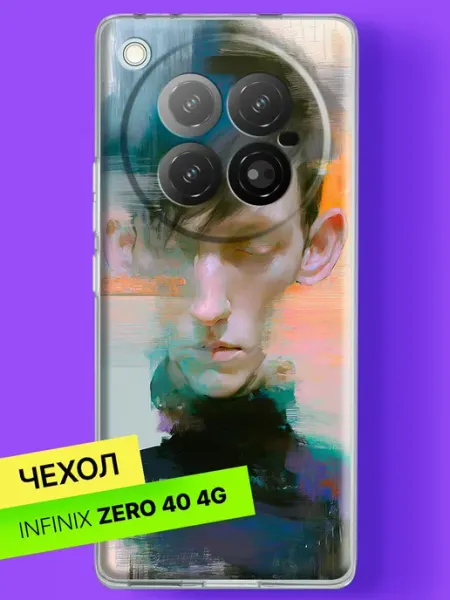 Чехол на Zero 40 с принтом Портрет в цифровых бликах Infinix
