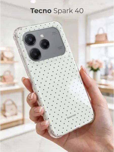 Защитный чехол на Tecno Spark 40 с принтом в горох URBAZZA