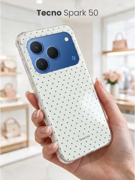 Защитный чехол на Tecno Spark 50 с принтом в горох URBAZZA