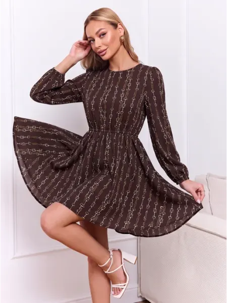 Платье мини коричневое элегантное Camicia