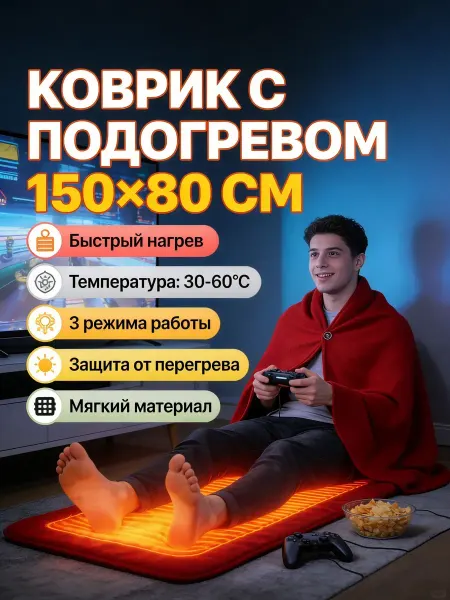 Обогреватель для ног под стол коврик