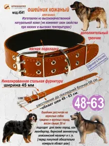 Ошейник для собак крупных пород кожаный