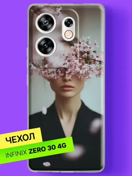 Чехол на Zero 30 4G Девушка в цветах сакуры Infinix