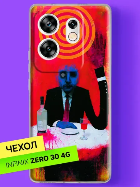 Чехол на Zero 30 4G Человек с синим лицом за столом Infinix
