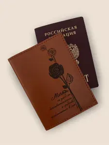 Женский чехол на паспорт с рисунком розы кожаный натуральный KAZA