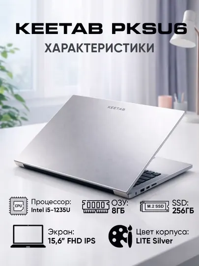 Ноутбук KEETAB для офиса, дома, учебы и работы, установлен ​​Windows