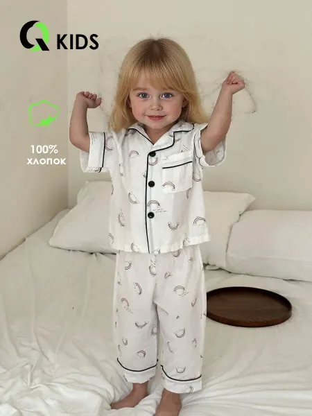 Q kids Детская летняя пижама-комплект из хлопка для дома