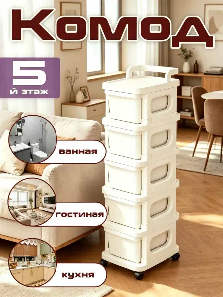 Комод пластиковый с ящиками узкая прикроватная