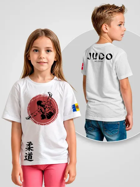 Printech Premium Kids Детская футболка с принтом Дзюдо Молдова Флаг
