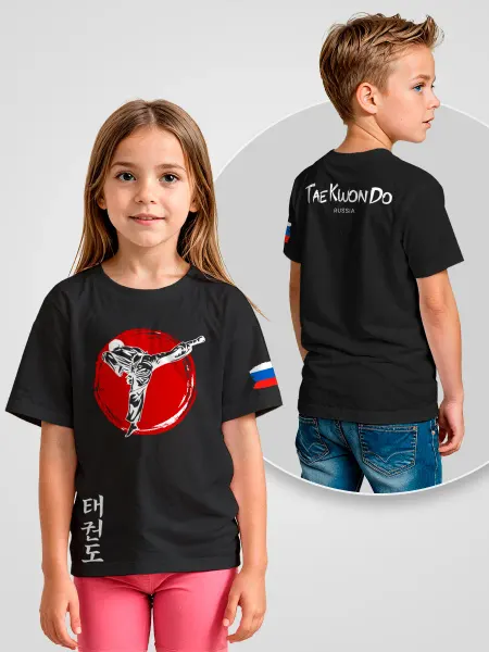 Printech Kids Тхэквондо Футболка детская Россия Флаг Одежда Единоборства