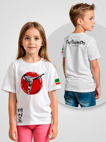 Printech Premium Kids Детская футболка Тхэквондо Чечня Флаг