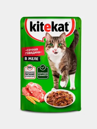 Пауч Kitekat с говядиной в желе