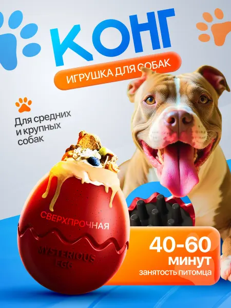 Smart Kong Игрушка конг для собак крупных и средних пород с лакомством