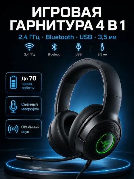 Razer Игровая гарнитура Kraken V3 X USB с микрофоном