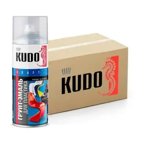 Краска-грунт для пластика KUDO, красный, аэрозоль, 520 мл, упаковка 12 шт.