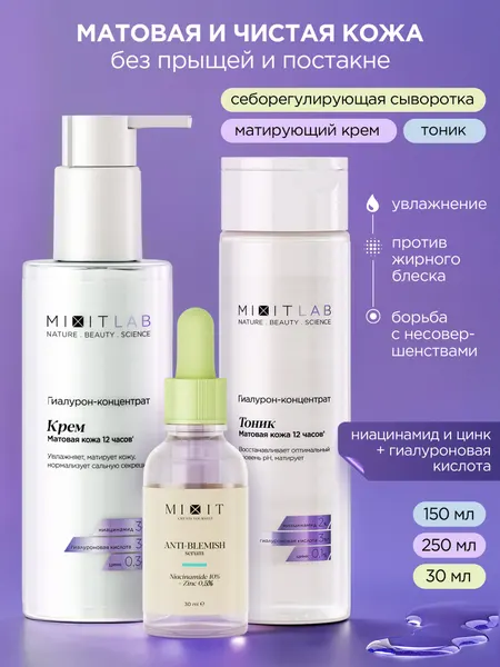 MIXIT LAB косметический набор для лица: тоник, увлажняющий крем для лица с ниацинамидом и сыворотка