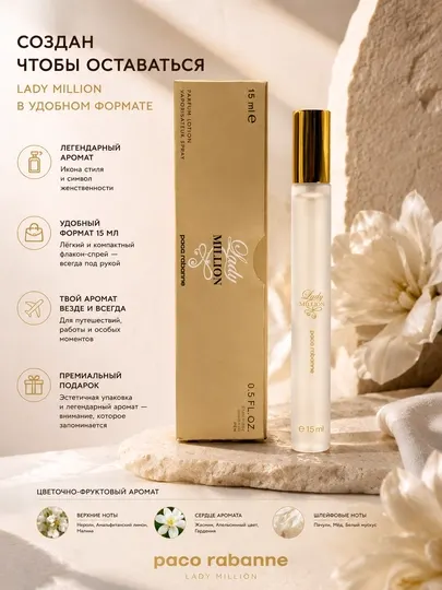 Парфюм духи мини Стойкие цветочные духи Paco rabanne lady million