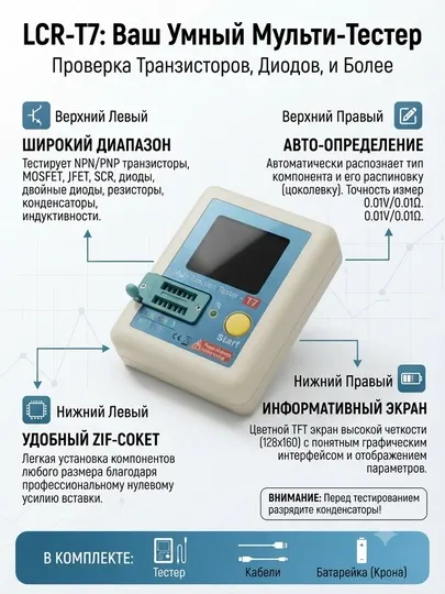Многофункциональный тестер компонентов LCR-T7