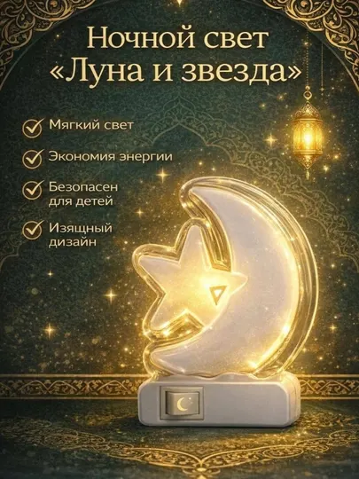 Ночник LED «Луна и Звезда» с выключателем