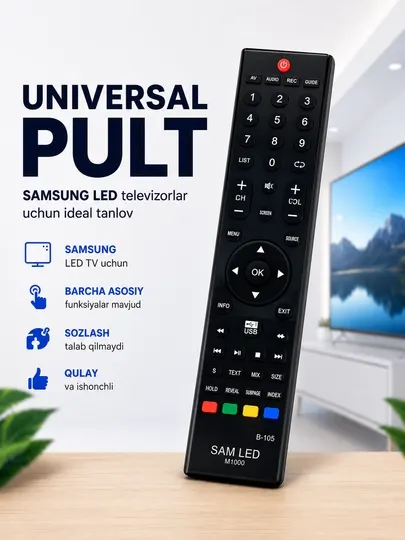 Универсальный пульт для телевизоров Samsung LED, без настройки, все основные функции