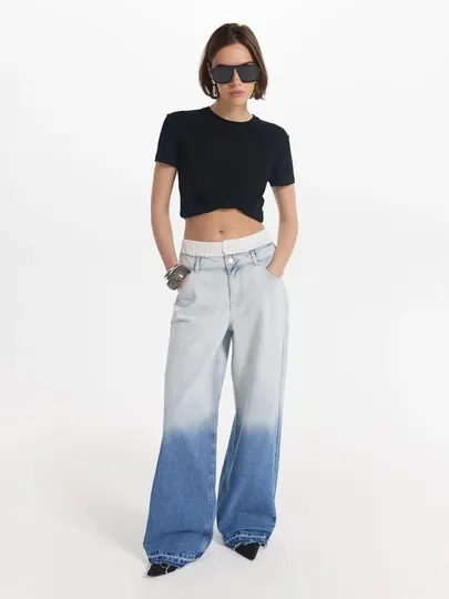 Джинсы Wide Leg, с эффектом градиент