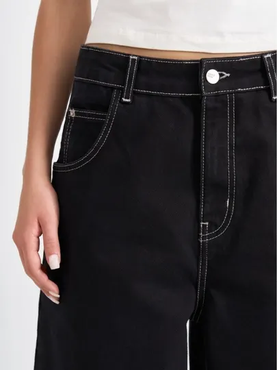Джинсы для девочек Wide Leg чёрные, высокая посадка