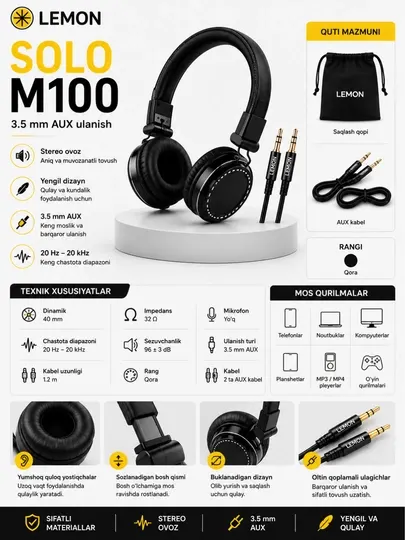 Проводные наушники Lemon Solo M100