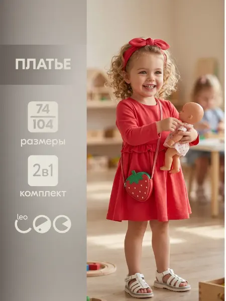 LEO Платье на утренник в садик с длинным рукавом теплое