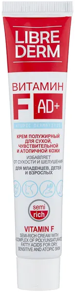 LIBREDERM Универсальный крем для атопической и сухой кожи Витамин F полужирный для детей и взрослых 50 мл