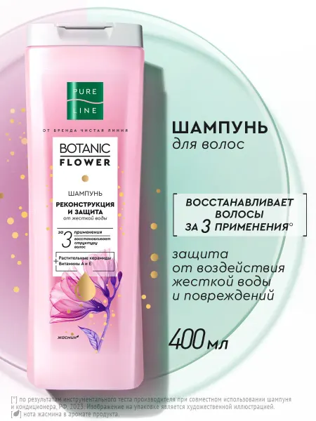 Pure Line Шампунь для волос Восстанавливающий с керамидами 400 мл