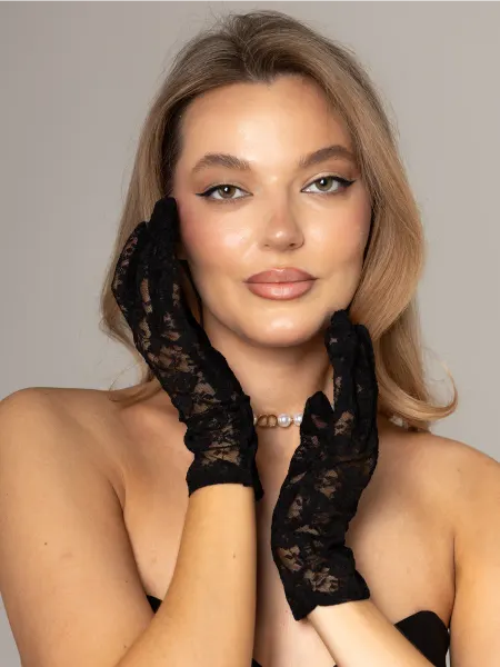 Lippa Перчатки женские короткие кружевные гипюровые вечерние