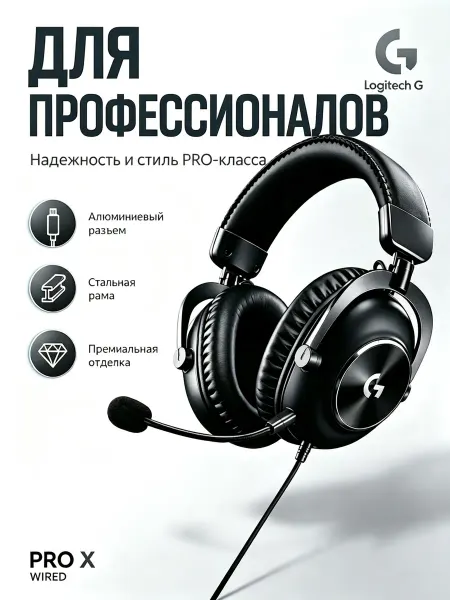 Logitech G Игровая гарнитура G Pro X черная проводная