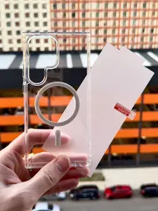 Комплект чехол для Samsung S24 Ultra с MagSafe/ чехол магсейф на Самсунг С24 ультра противоударный, прозрачный, и гидрогелевая пленка на экран