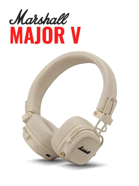 Наушники беспроводные Marshall Major V, кремовый, закрытые .