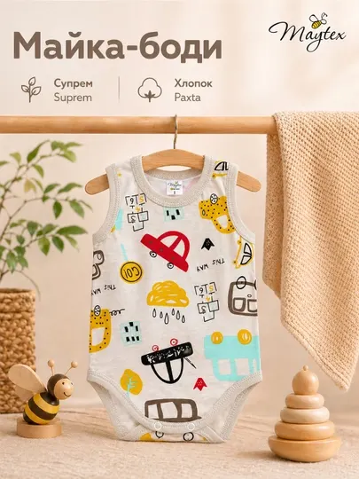 Боди-майка для малышей MAYTEX, хлопок супрем