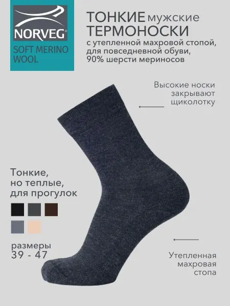 Norveg Термоноски SOFT MERINO WOOL с утепленной стопой