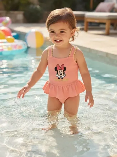 Детский слитный купальник Minnie Mouse для девочек – нежно-розовый