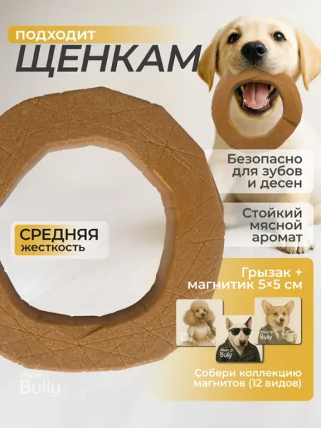 MisterBully Игрушка для средних собак и щенков, грызак для чистки зубов