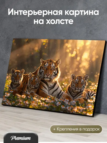 Modulka Картина на холсте Тигр с тигрятами