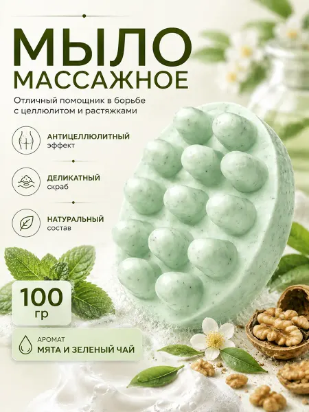 Molli Массажное мыло скраб для тела Мята