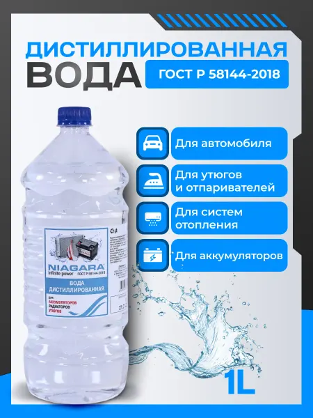 NIAGARA Дистиллированная вода для утюга отпаривателя авто 1л