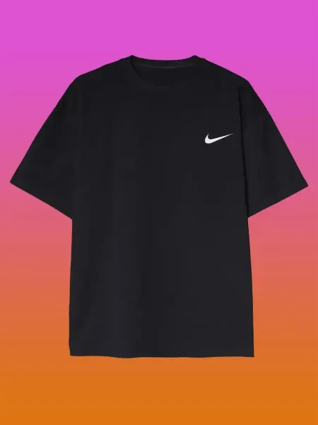 Nike Футболка черная базовая оверсайз с принтом спортивная