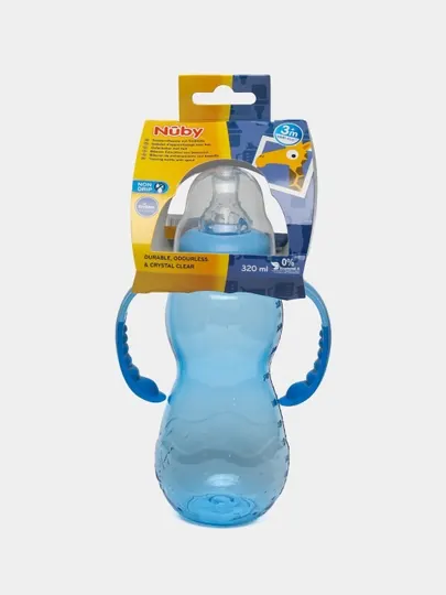 Бутылочка обучающая Nuby Tritan, с соской и ручками, 320 мл, NV03002