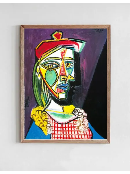 Onllyart Постер Женщина в берете и клетчатом платье
