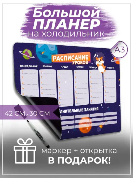 PaperFox Магнитное расписание уроков занятий планер на холодильник