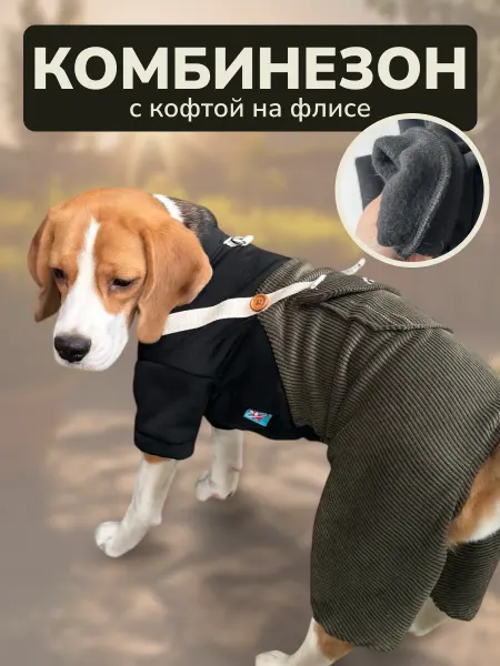 Pepino_pet Утепленный костюм для собак с начесом джинсовый