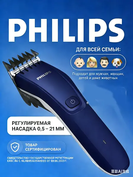 PHILIPS Профессиональная беспроводная машинка для стрижки волос